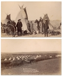 Two Original Photographs From 1890-91 of the Pine Ridge Agency, Near the Site of the Wounded Knee Massacre -- One Photograph Depicts the 7th Cavalry Encapment Just Days Before the Massacre